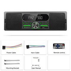 1 DIN Bilradio med Indbygget Højttaler, Bluetooth, FM/AM & MP3 Afspiller