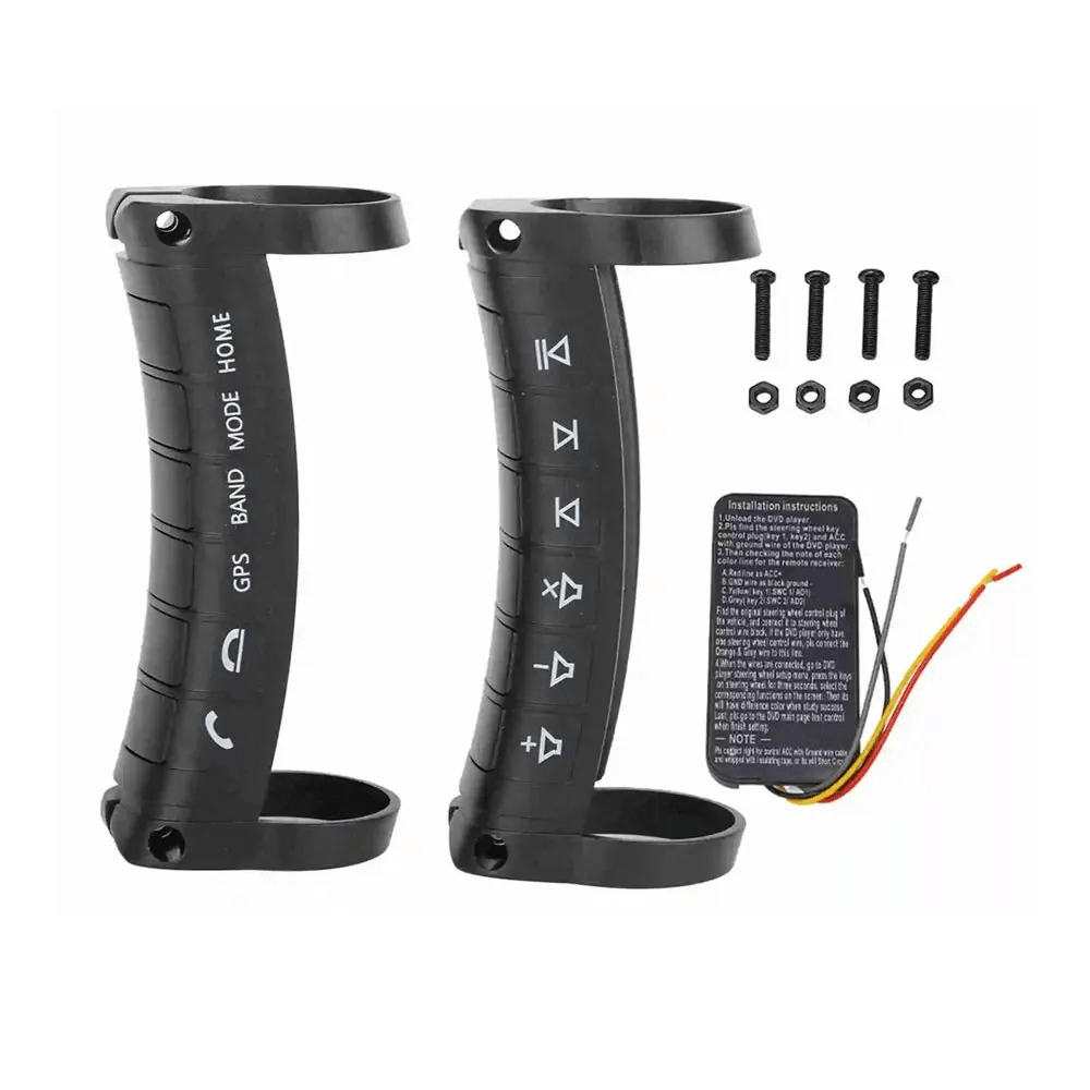 Trådløs Ratbetjening til Bil – Universal Fjernbetjening til Radio & Navigation med knapper og installationsdele.